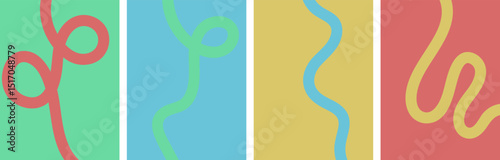 Abstract poster background with vibrant wavy lines. Abstract playful background with curved line shape. Perfect for minimalist posters, social media, banners, and modern decor