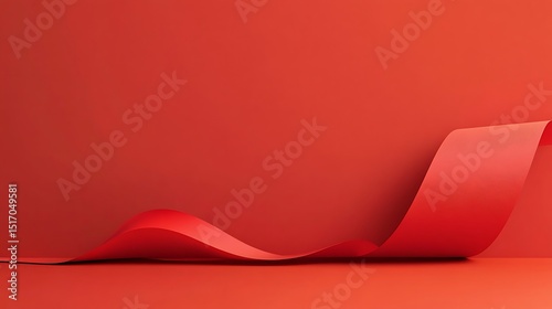 Red ribbon on a red background