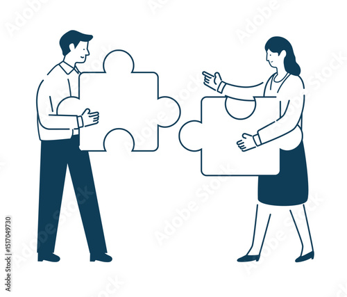 Teamwork and Collaboration Concept with Puzzle Pieces	