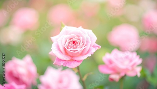 Delicate pink roses in soft focus