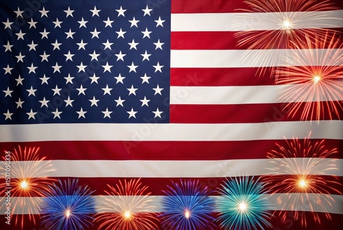 American flag festive background with vibrant fireworks display celebrating independence day red usa july blue white