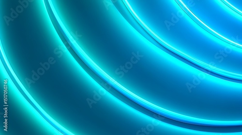 Abstract glowing turquoise curves