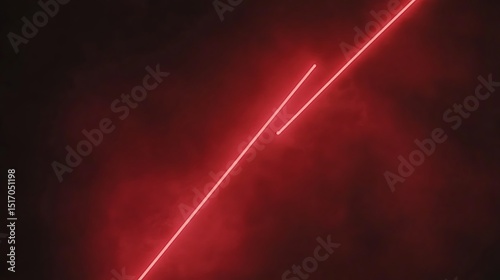 Red laser beams in smoky dark background