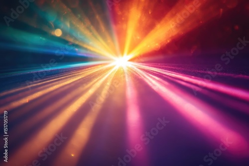 A burst of radiant light  showcasing a colorful spectrum of beams  creating a dynamic and vibrant spectacle.