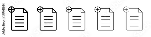 Add document icon graphic set. trendy stroke line style