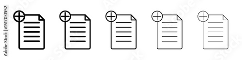 Add document icon graphic set. trendy stroke line style