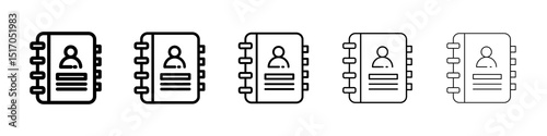 Address book icon graphic set. trendy stroke line style