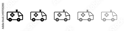 Ambulance icon graphic set. trendy stroke line style