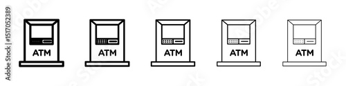 Atm icon graphic set. trendy stroke line style