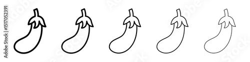 Aubergine icon graphic set. trendy stroke line style
