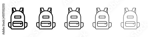 Backpack icon graphic set. trendy stroke line style