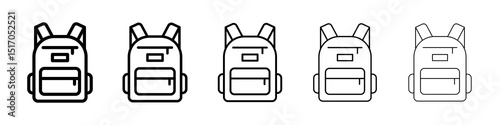 Backpack icon graphic set. trendy stroke line style