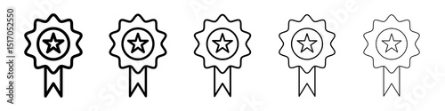 Badge icon graphic set. trendy stroke line style