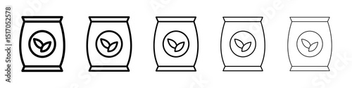 Bag seedling icon graphic set. trendy stroke line style
