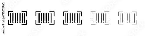 Barcode read icon graphic set. trendy stroke line style