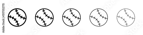 Baseball icon graphic set. trendy stroke line style
