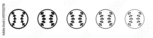 Baseball icon graphic set. trendy stroke line style