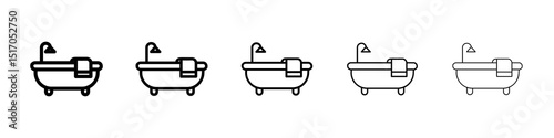 Bath icon graphic set. trendy stroke line style