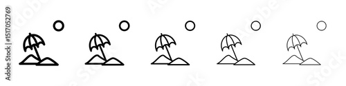 Beach icon graphic set. trendy stroke line style