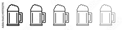 Beer mug icon graphic set. trendy stroke line style