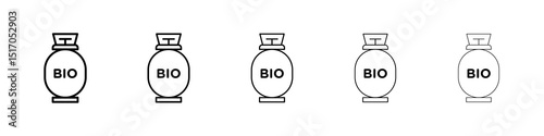 Biogas icon graphic set. trendy stroke line style