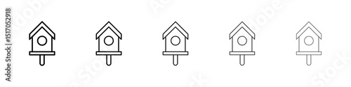 Bird house icon graphic set. trendy stroke line style
