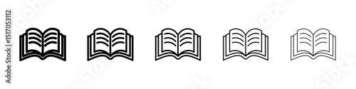 Book icon graphic set. trendy stroke line style