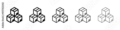 Boxes icon graphic set. trendy stroke line style