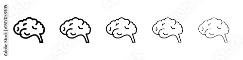 Brain icon graphic set. trendy stroke line style
