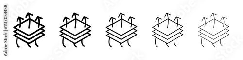 Breathable leather icon graphic set. trendy stroke line style