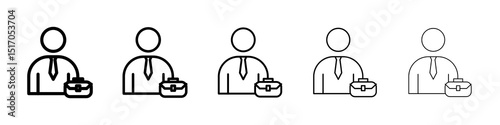 Businessman icon graphic set. trendy stroke line style