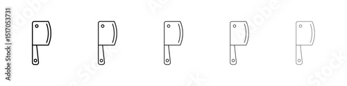 Butcher knife icon graphic set. trendy stroke line style