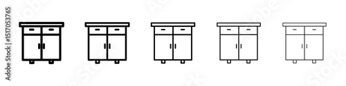 Cabinet icon graphic set. trendy stroke line style