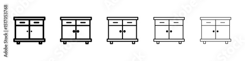 Cabinet icon graphic set. trendy stroke line style