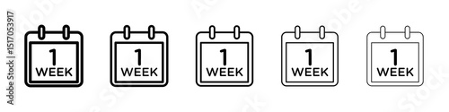 Calendar week icon graphic set. trendy stroke line style