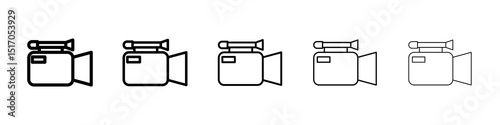 Camcorder icon graphic set. trendy stroke line style