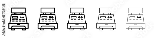 Cash register icon graphic set. trendy stroke line style