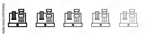 Cash register icon graphic set. trendy stroke line style