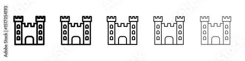 Castle icon graphic set. trendy stroke line style
