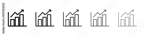 Chart histogram icon graphic set. trendy stroke line style