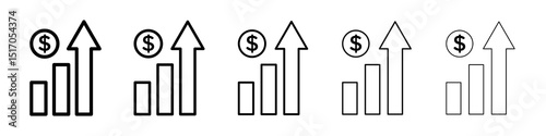 Chat arrow grow icon graphic set. trendy stroke line style