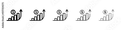 Chat arrow grow icon graphic set. trendy stroke line style