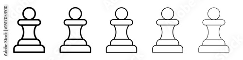 Chess pawn icon graphic set. trendy stroke line style