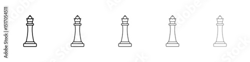 Chess queen icon graphic set. trendy stroke line style