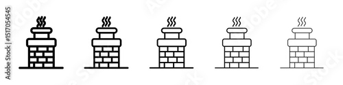 Chimney icon graphic set. trendy stroke line style