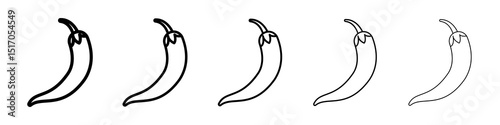 Chili icon graphic set. trendy stroke line style