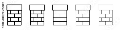 Chimney icon graphic set. trendy stroke line style