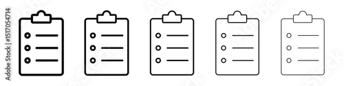 Clipboard icon graphic set. trendy stroke line style