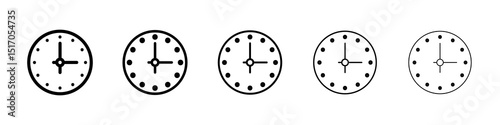 Clock icon graphic set. trendy stroke line style