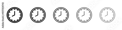 Clock icon graphic set. trendy stroke line style